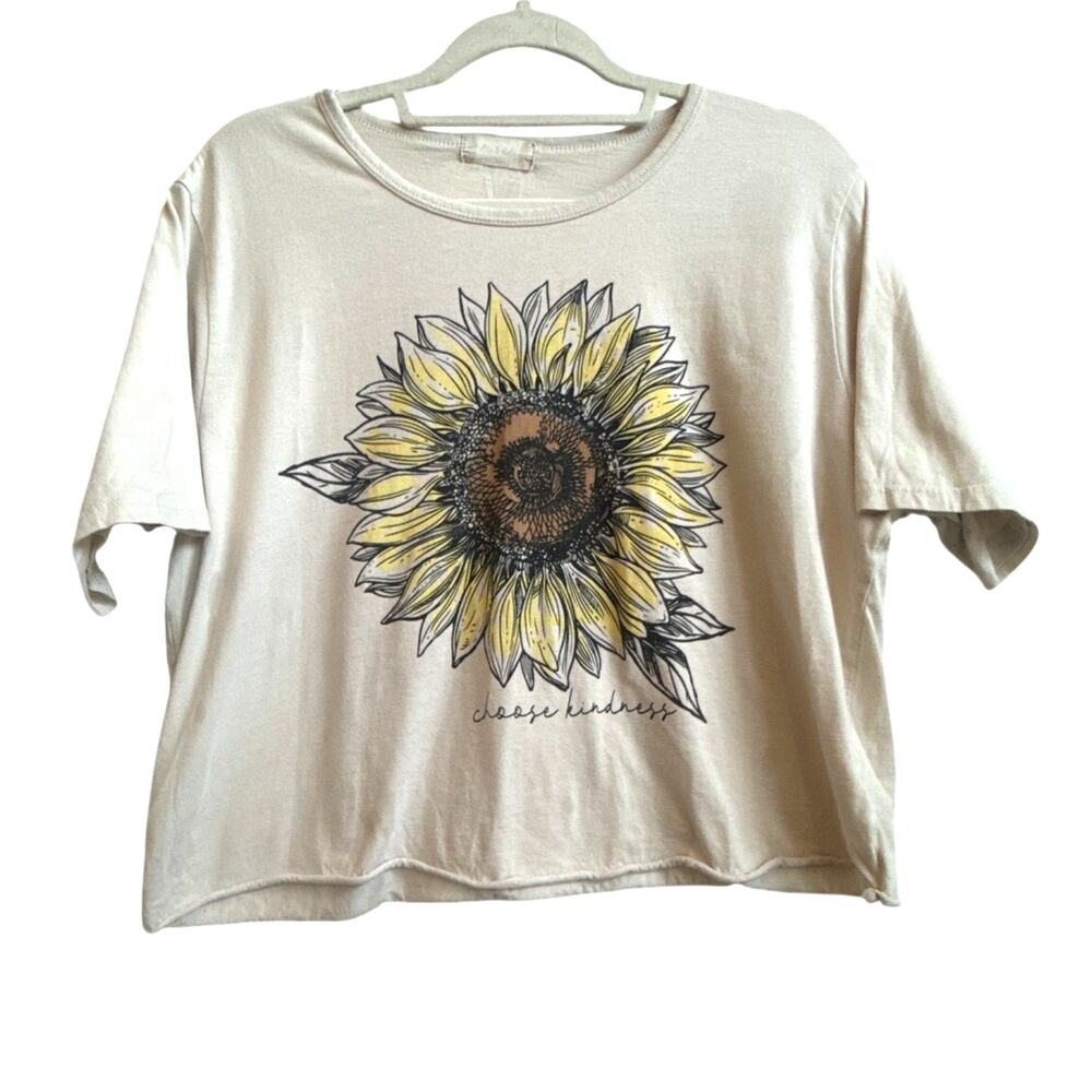 Altar’d State Cream Cropped Top with Sunflower Graphic Design